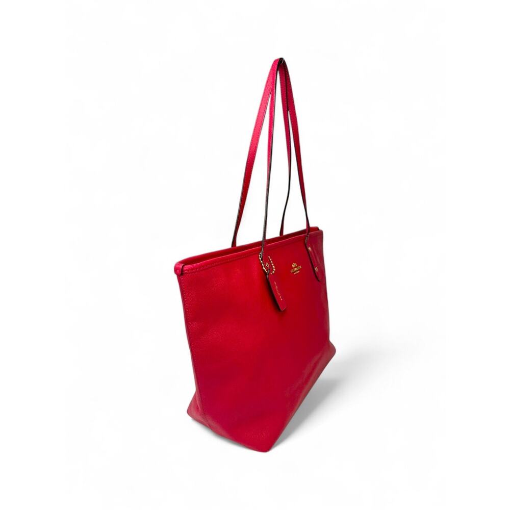 Coach City Zip Tote Cerise Hot Pink Crossgrain Leather Shoulder Bag - Picture 3 of 11